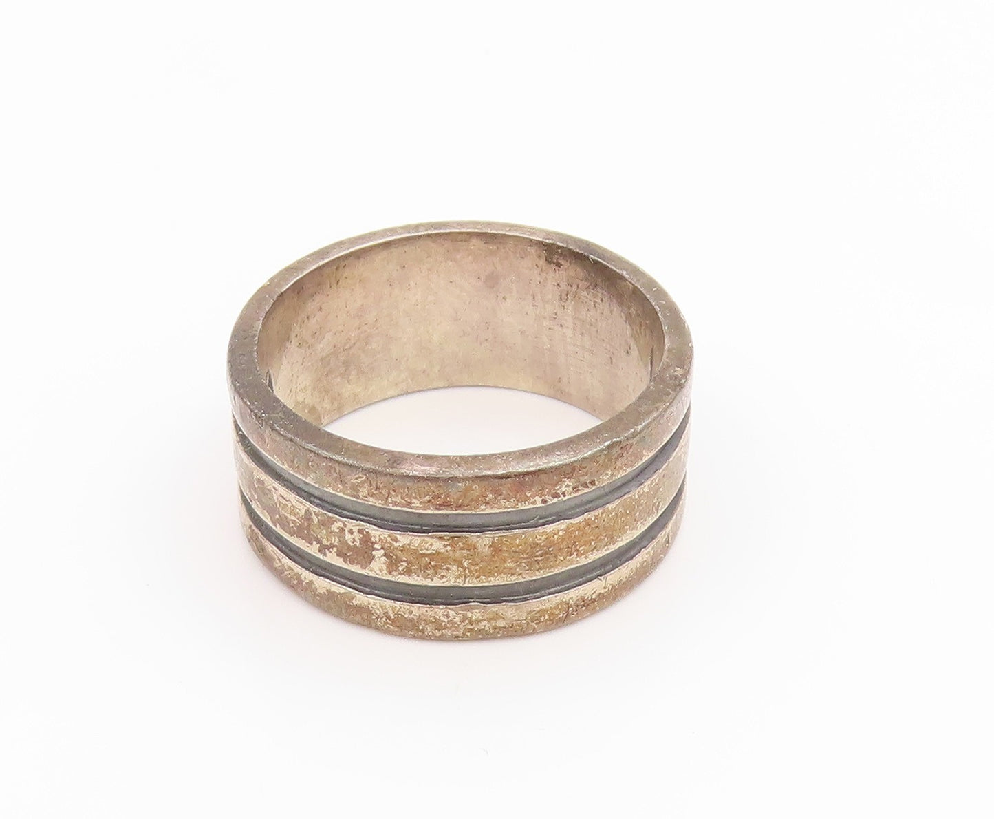 925 Sterling Silver Vintage Ring ART'S ELEGANCE Ribbed Band  Sz 8.5  RG35323