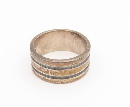 925 Sterling Silver Vintage Ring ART'S ELEGANCE Ribbed Band  Sz 8.5  RG35323