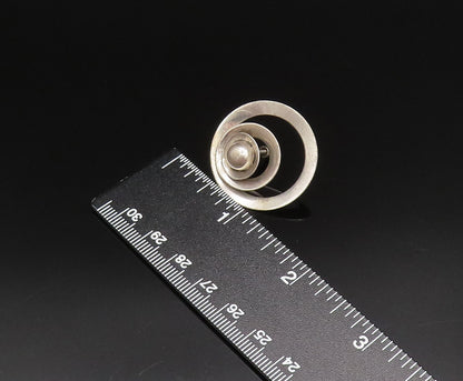 925 Silver  Vintage Graduated Open Circle & Bead Screw Back Earrings  EG11974