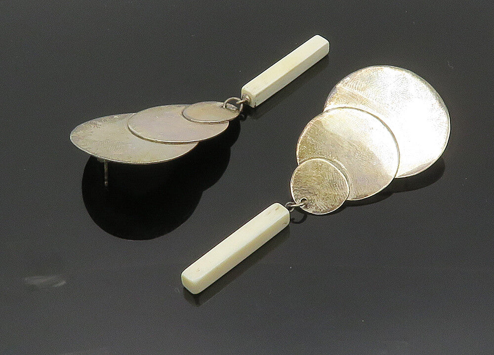 DESIGNER 925 Silver  Vintage Dark Tone White Stone Dangle Earrings  EG10050