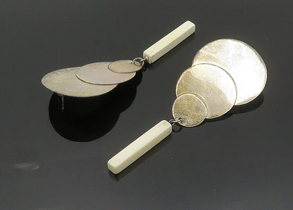 DESIGNER 925 Silver  Vintage Dark Tone White Stone Dangle Earrings  EG10050