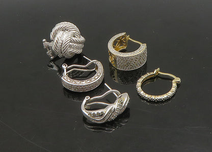 925 Sterling Silver  Vintage Genuine Diamonds Lot Single Earrings  EG11241