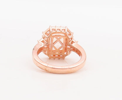 925 Sterling Silver Vintage Ring Rose Gold Plated Morganite & CZ  Sz 7  RG29829