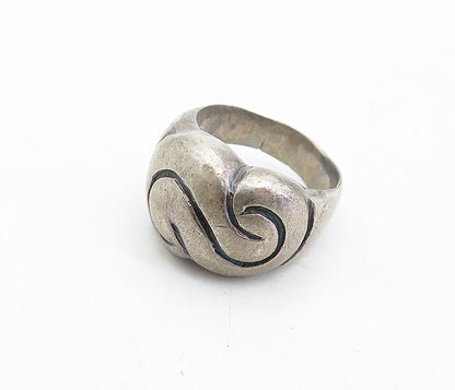 925 Sterling Silver  Vintage Antique Swirl Etched Dome Band Ring Sz 5  RG5466