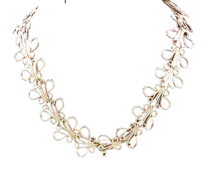 CII MEXICO 925 Silver  Vintage Shiny Butterfly Motif Chain Necklace  NE3602