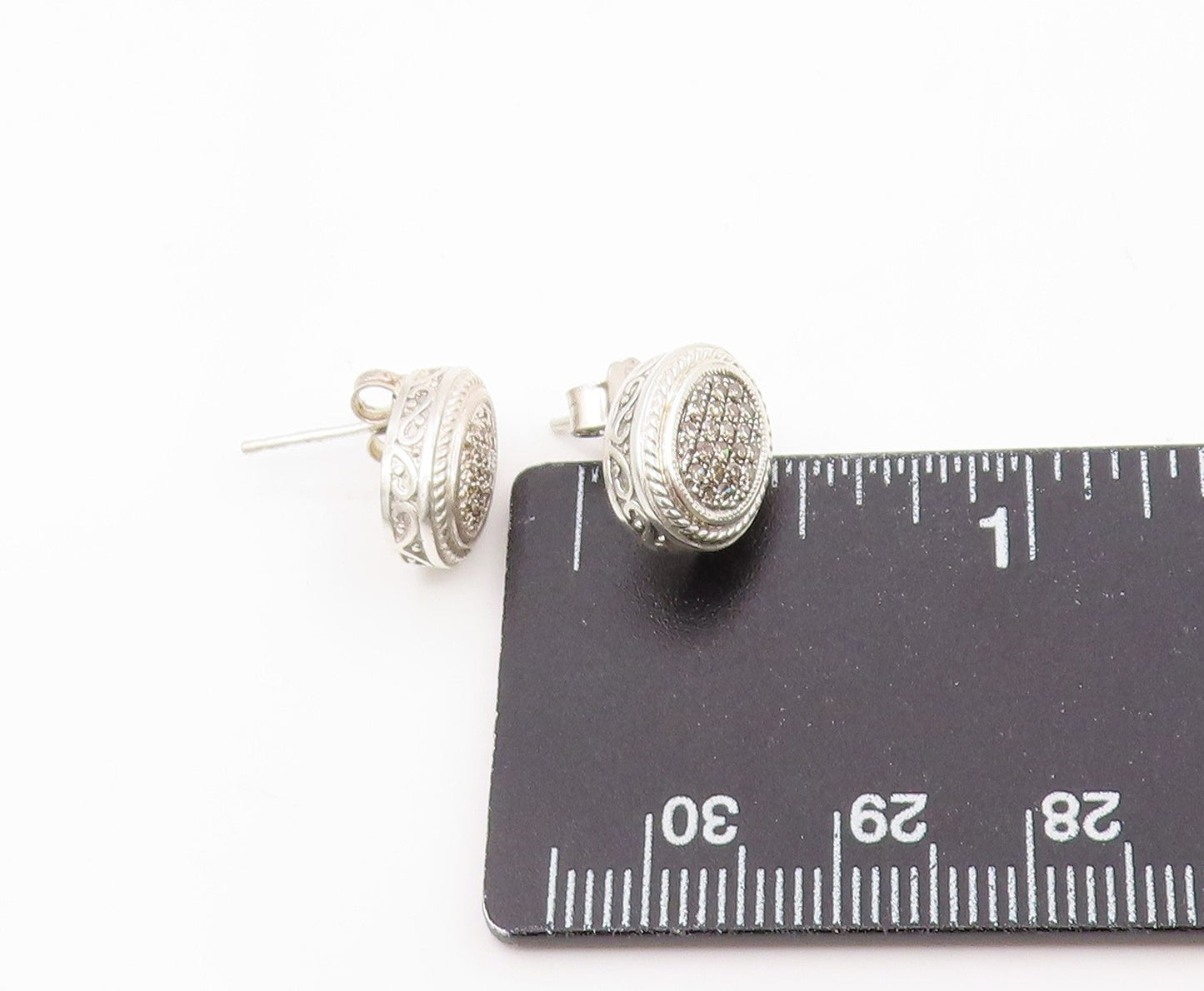 925 Sterling Silver Vintage Earrings OLIVIA Real Diamonds Elegant Stud  EG14148