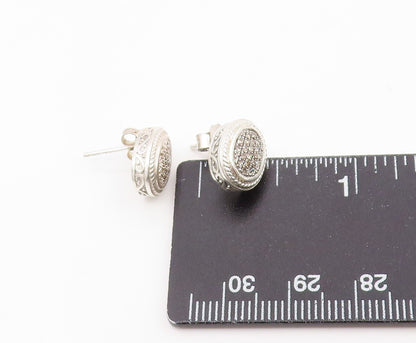 925 Sterling Silver Vintage Earrings OLIVIA Real Diamonds Elegant Stud  EG14148