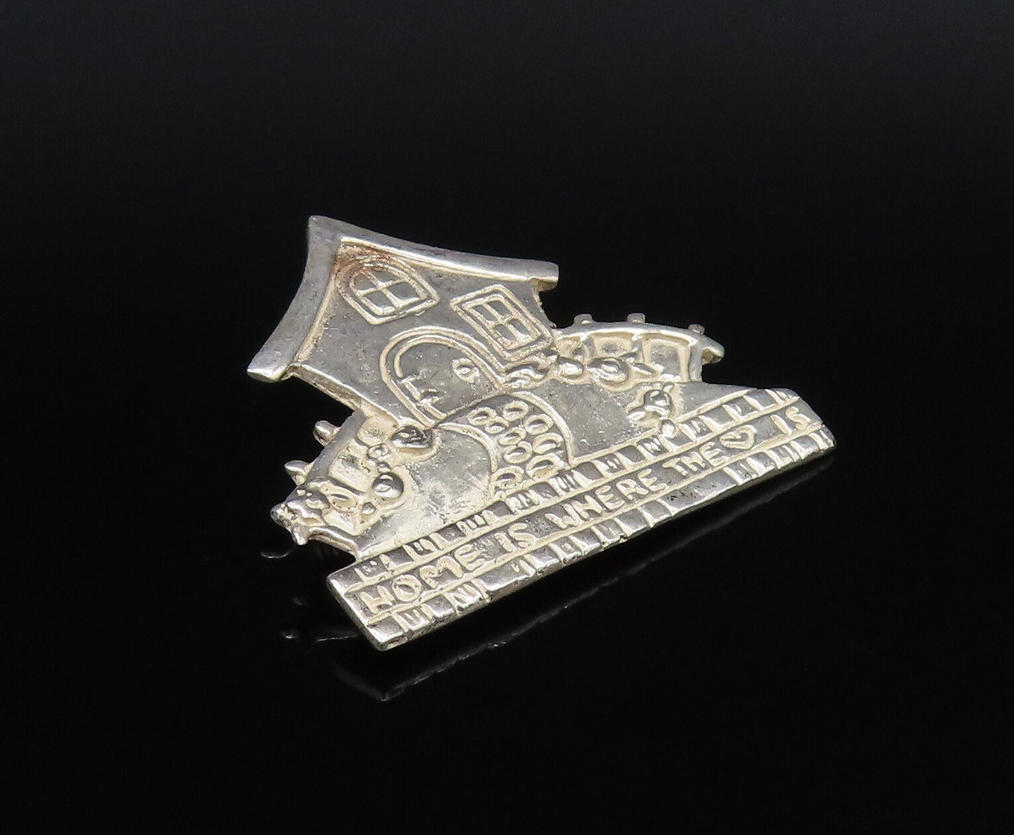 MARY ENGELBREIT 925 Silver  Vintage Home Is Where The Heart Brooch Pin BP10016