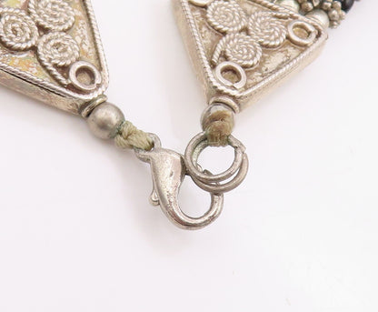 925 Sterling Silver Vintage Bracelet Multi Gemstone Beads Bohemian Chain BT11708