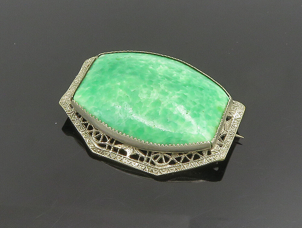 925 Sterling Silver  Vintage Victorian Unique Gemstone Brooch Pin  BP9541