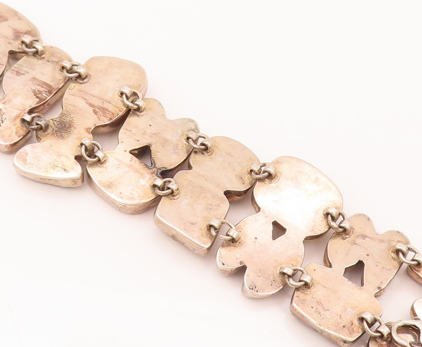 925 Silver  Vintage Mother Of Pearl Designer Sea Pebble Effect Bracelet BT9930