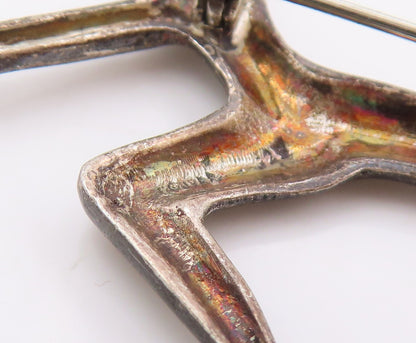 925 Sterling Silver Vintage Brooch Pin Modernist Abstract Dancing Figure BP12499