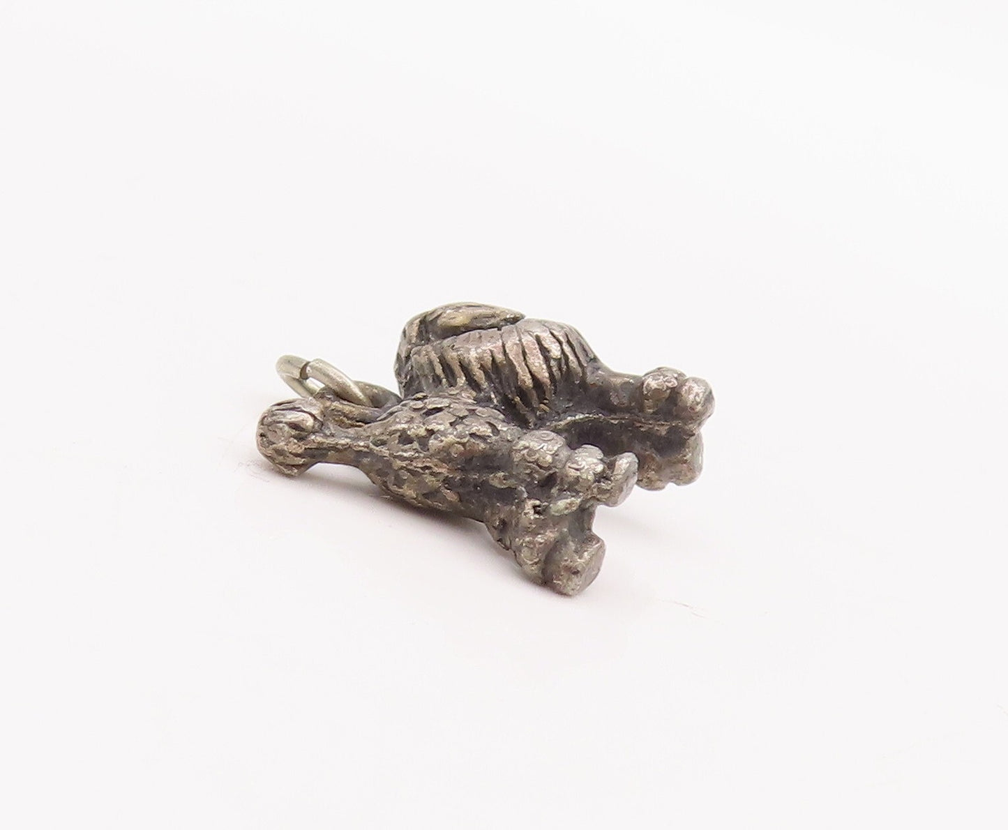 925 Sterling Silver Vintage Pendant Solid Carved 3D Mini Charm Lion  PT23312