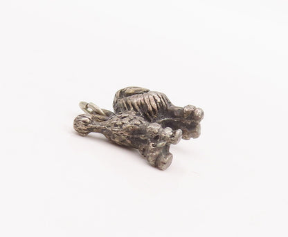 925 Sterling Silver Vintage Pendant Solid Carved 3D Mini Charm Lion  PT23312