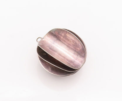 925 Sterling Silver Vintage Pendant Open Folded Circular Sheet Sphere  PT22972