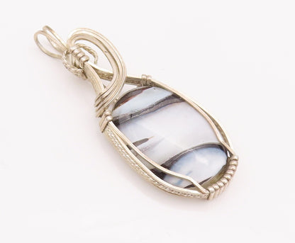 925 Sterling Silver Vintage Pendant Designer Solid Framed Oval Agate  PT22943