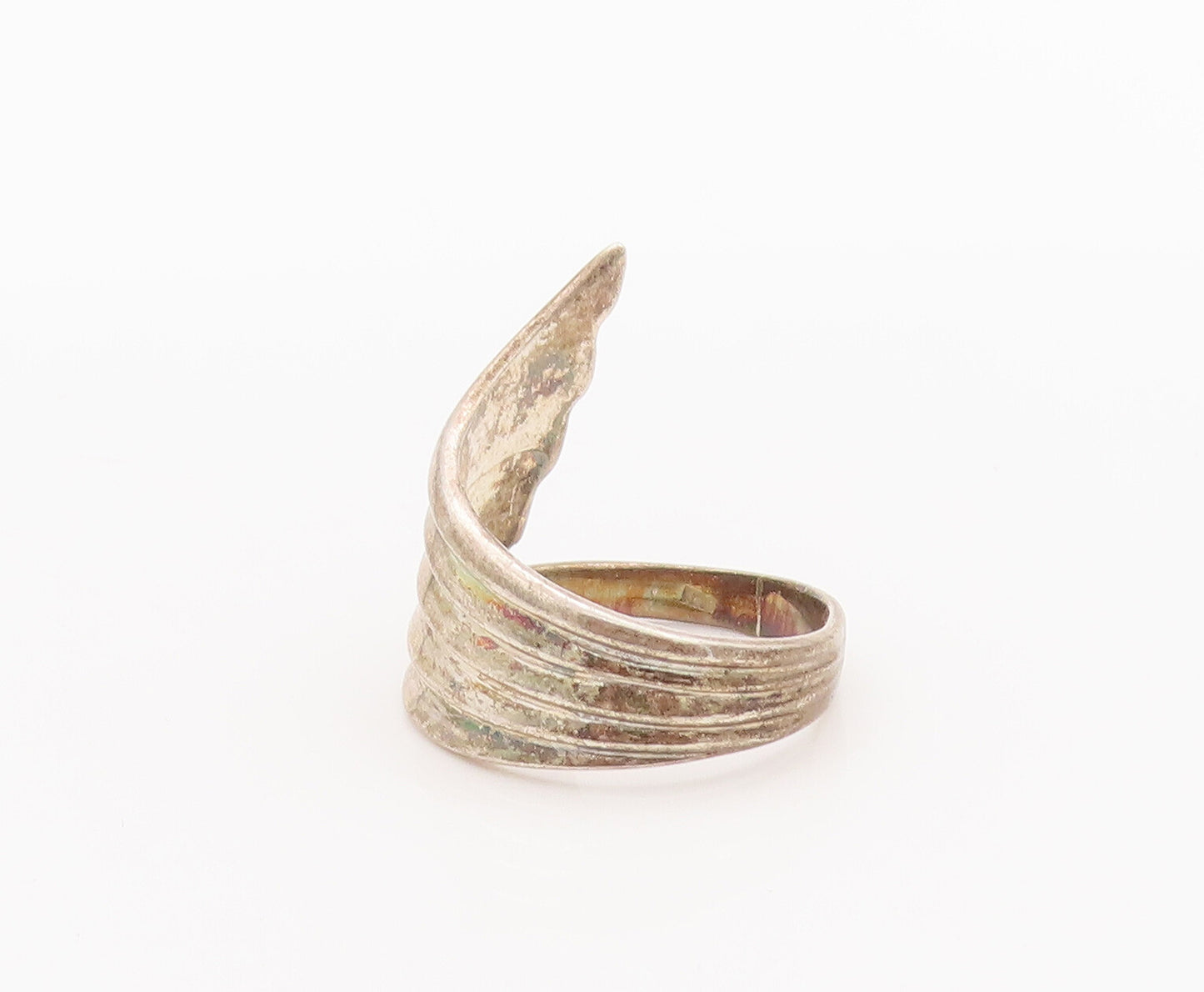 925 Sterling Silver Vintage Ring Curved Solid Feathered Wings Sz 6.5  RG27786