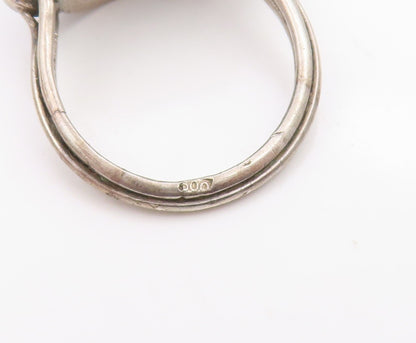 925 Sterling Silver Vintage Ring Modernist Cabochon Malachite Band Sz 8 RG35847