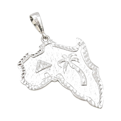 925 Sterling Silver Vintage Pendant Large Africa Map Cutout  PT24028