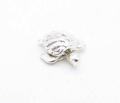 925 Sterling Silver  Shiny Petite Sea Turtle Motif Pendant (MOVES)  PT4004