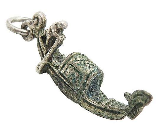 925 Sterling Silver  Vintage Antique Petite Man On Gondola Pendant  PT6269
