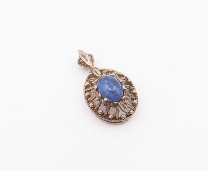 925 Sterling Silver  Vintage Cabochon Sodalite Open Beaded Pendant  PT21142