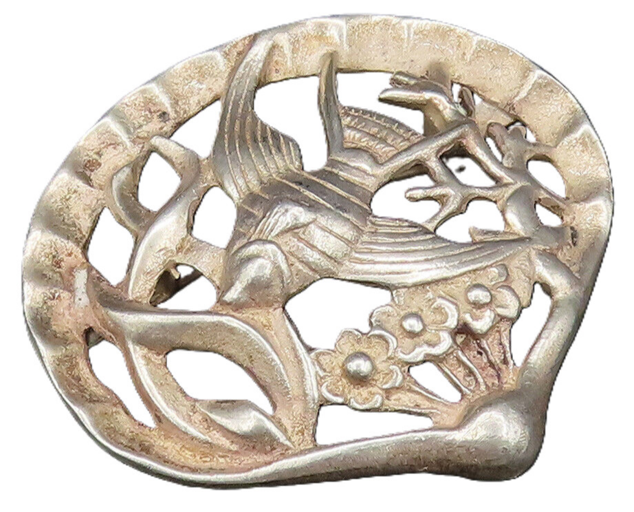 925 Sterling Silver Vintage Under The Sea Fish Scenery Brooch Pin  BP9764