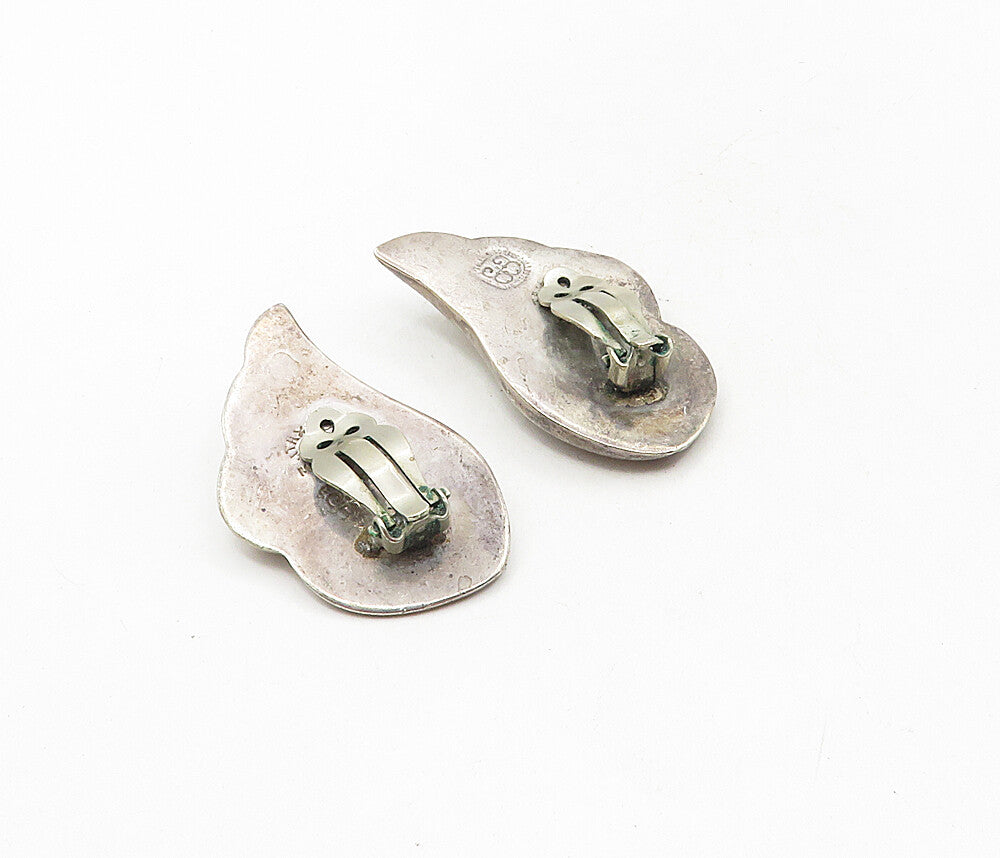 LOS BALLESTEROS 925 Silver  Vintage Dark Tone Wing Non Pierce Earrings  EG4682