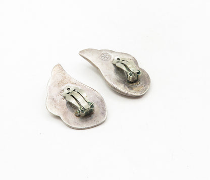 LOS BALLESTEROS 925 Silver  Vintage Dark Tone Wing Non Pierce Earrings  EG4682