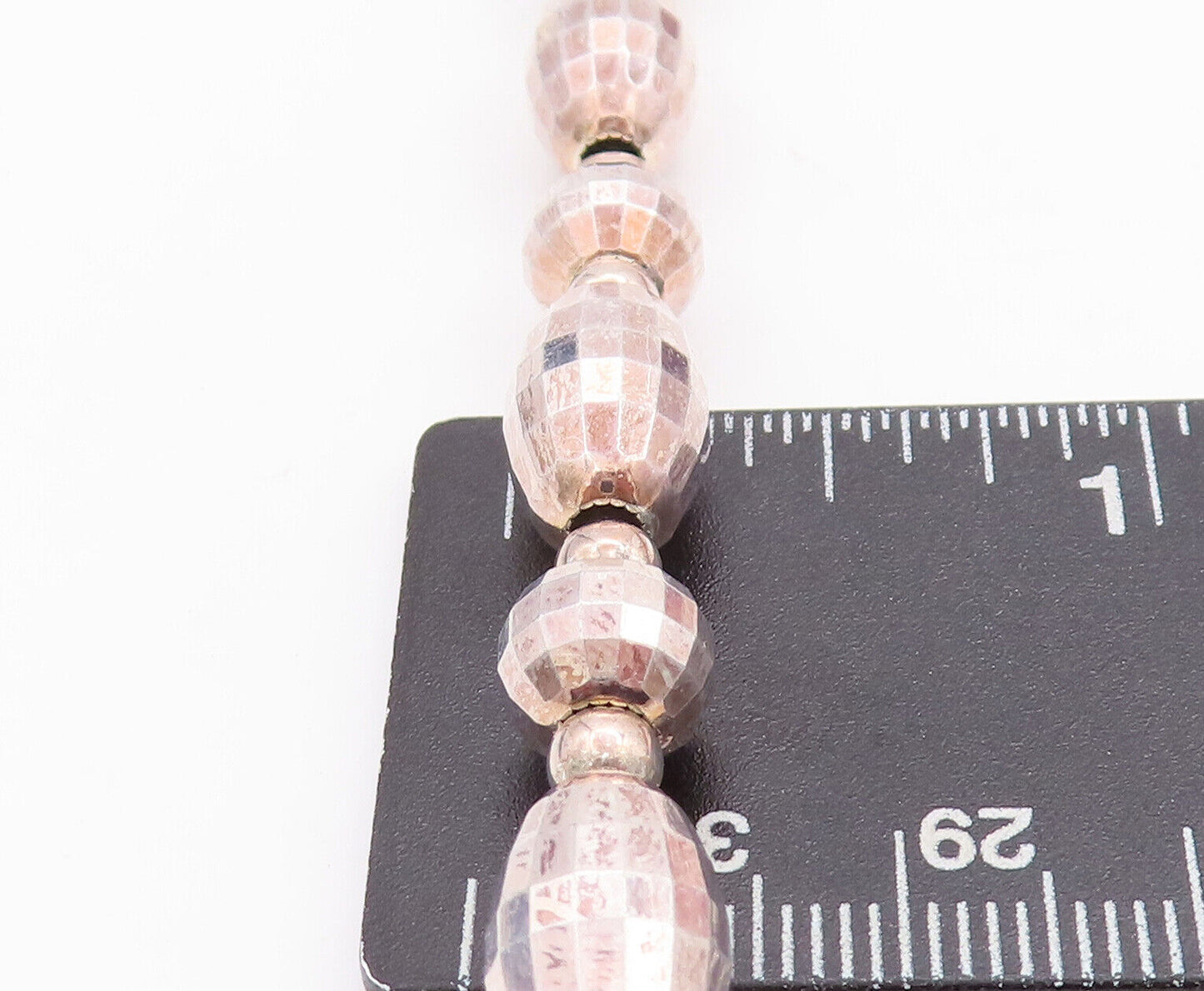 925 Sterling Silver Vintage Bracelet Oval & Round Disco Ball Cutout   BT10648