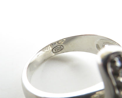 925 Silver  Cubic Zirconia & Hematite Butterfly Cocktail Ring Sz 8  RG19457