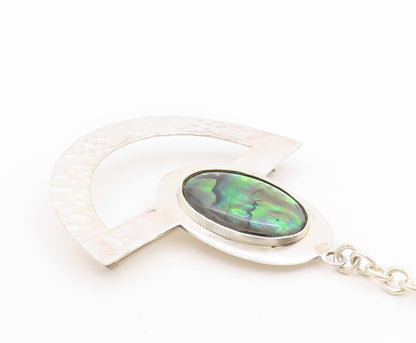 925 Sterling Silver Vintage Brooch MEXICO Fire Opal Long Tie Bar Pin   BP11767