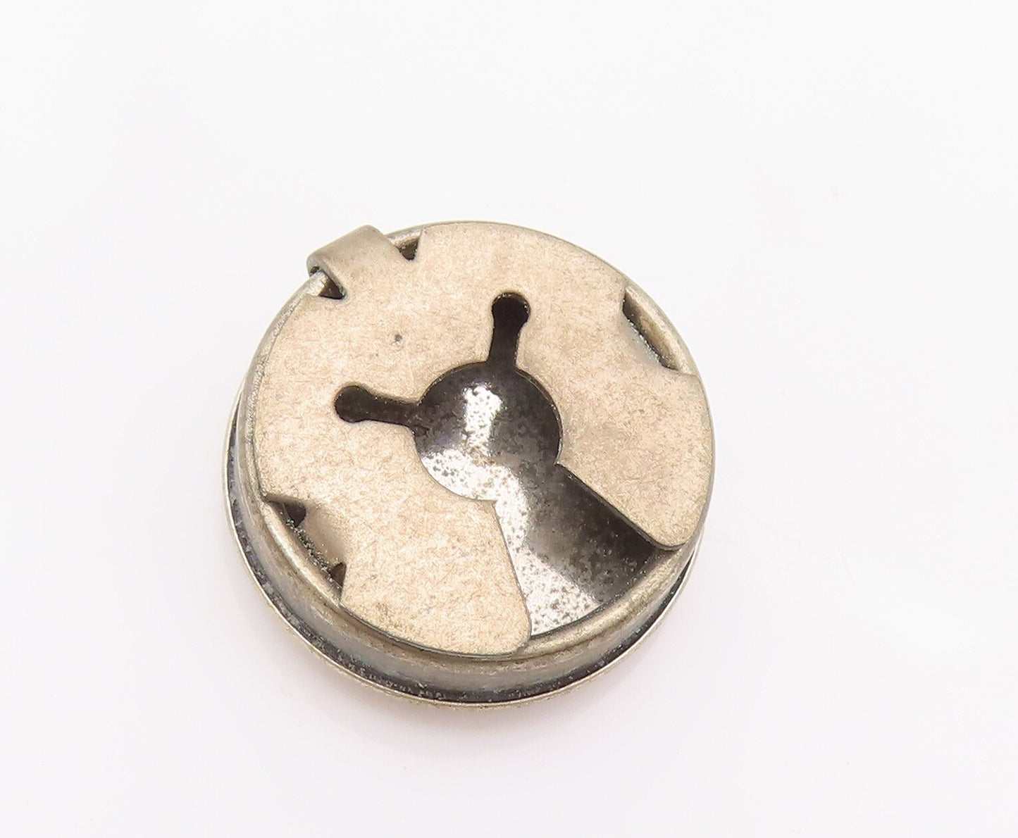 925 Sterling Silver Vintage Button Cover NAVAJO Etched Southwestern TR3725