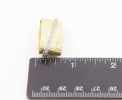 925 Sterling Silver  Vintage Cubic Zirconia Hammered 2 Tone Pendant  PT18478