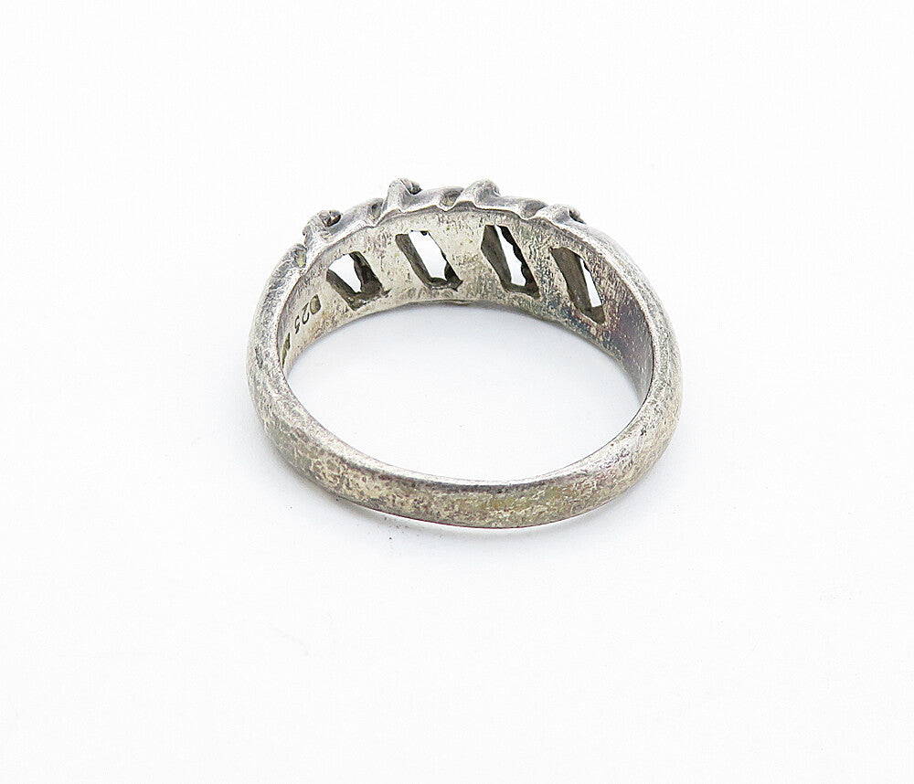 925 Sterling Silver  Vintage Dark Tone Rope Twist Dome Band Ring Sz 7.5 RG6447