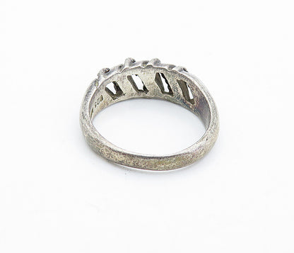 925 Sterling Silver  Vintage Dark Tone Rope Twist Dome Band Ring Sz 7.5 RG6447