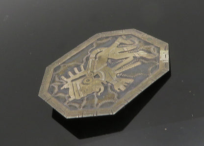 MEXICO 925 Sterling Silver  Vintage Traditional Warrior Brooch Pin  BP7893