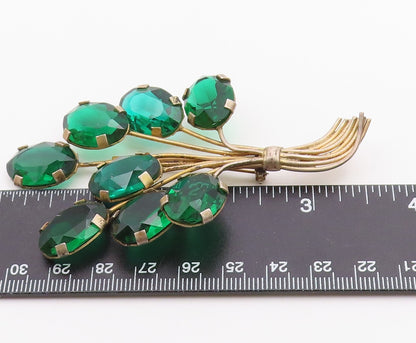 925 Sterling Silver  Vintage Green Topaz Floral Bouquet Brooch Pin  BP8970