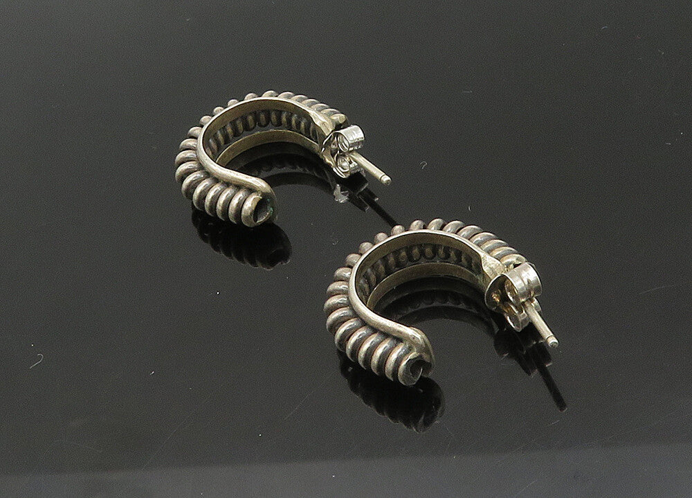 925 Sterling Silver  Vintage Petite Fluted Round JHoop Earrings  EG10733