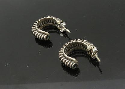 925 Sterling Silver  Vintage Petite Fluted Round JHoop Earrings  EG10733
