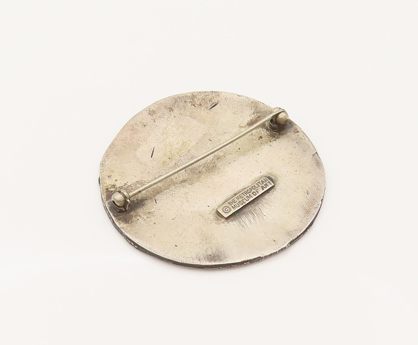 MMA 925 Sterling Silver Vintage Carved Joker Sun Face Round Brooch Pin BP10274