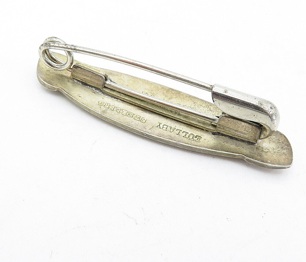 LULLABY 925 Sterling Silver  Vintage Smooth Love Hearts Brooch Pin  BP1592