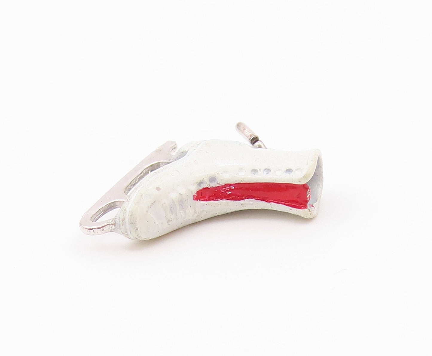 925 Sterling Silver  Vintage Petite Enamel Ice Skate Motif Pendant  PT11239