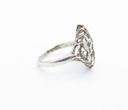 925 Sterling Silver  Vintage Shiny Diamond Cut Detail Band Ring Sz 6  RG6259