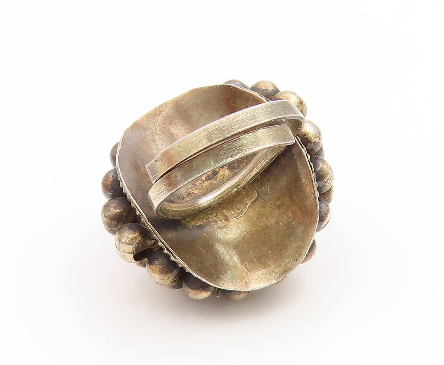 925 Sterling Silver Vintage Ring Classic Caviar Bead Dome Band  Sz 6.5  RG35159