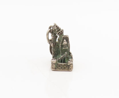 WALT DISNEY 925 Silver  Vintage 3D Carved Disney Palace Charm Pendant  PT22298