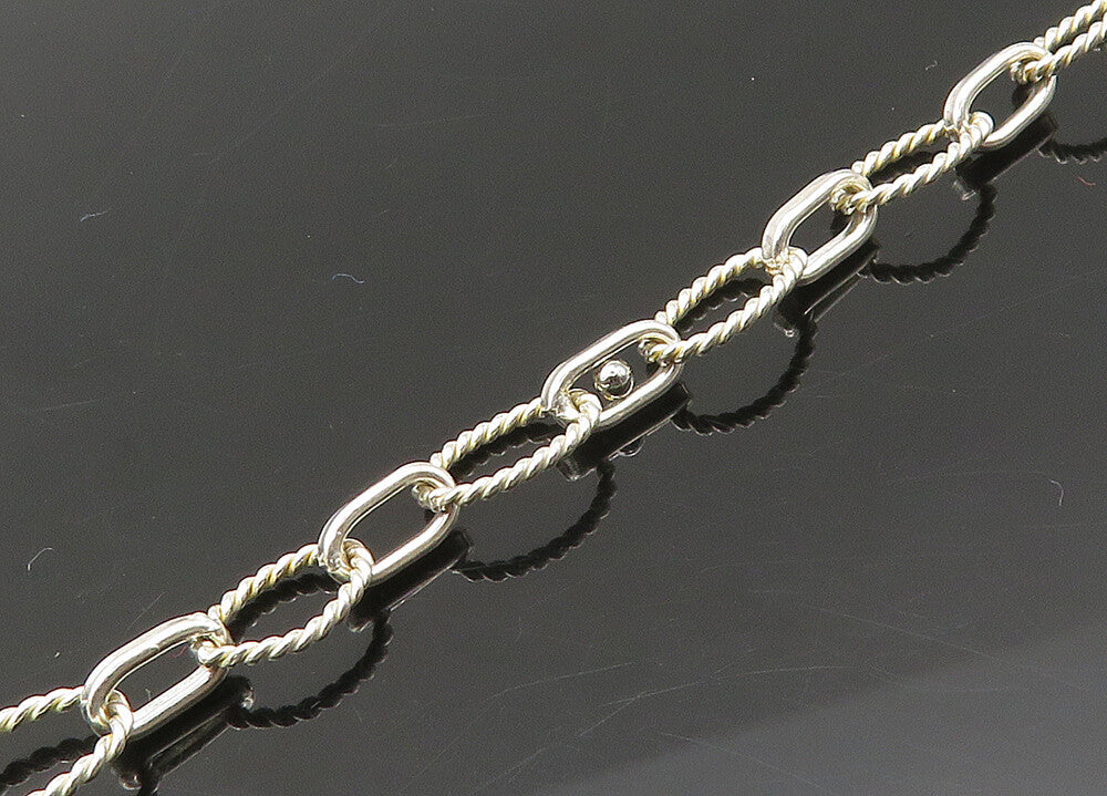 925 Sterling Silver  Vintage Lapis Lazuli Paw Print Chain Necklace  NE3574