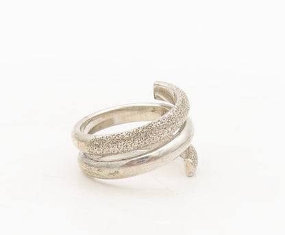 925 Silver Vintage Ring JOIELLE Designer Solid Spiral Coiled  Sz 6 RG27552