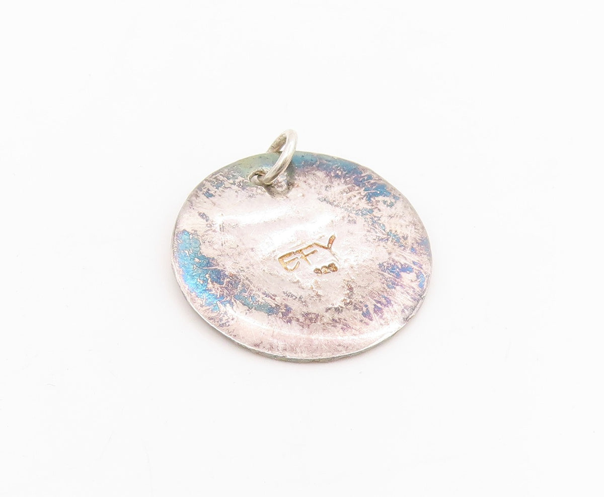 925 Sterling Silver Vintage Pendant Multi Tone Majestic Elephant Medal  PT25596