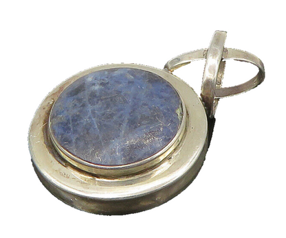MEXICO 925 Sterling Silver  Vintage Sodalite Crossed Bail Pendant  PT18643
